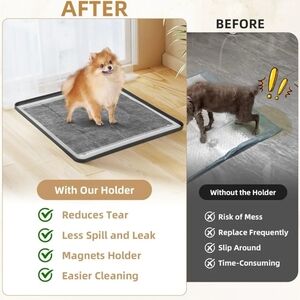Pee Pad Holder 24 X 24" Raised Edge Silicone Training Mat Dog Potty Tray White